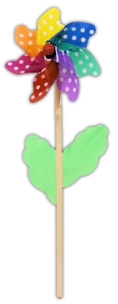 WINDMILL,GARDEN On Wooden Stick Spotted,46cm [Splittable]