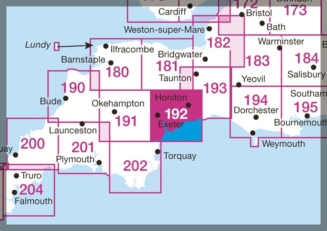 MAP,O/S Exeter & Exmouth (with Download) [Splittable]