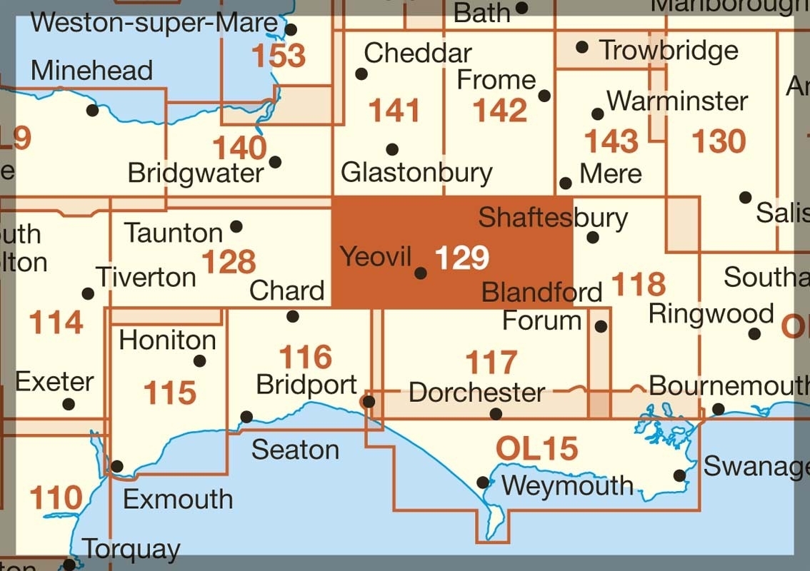 MAP,O/S E.Yeovil & Sherborne Explorer 2.5in (Was £12.99) [Splittable]