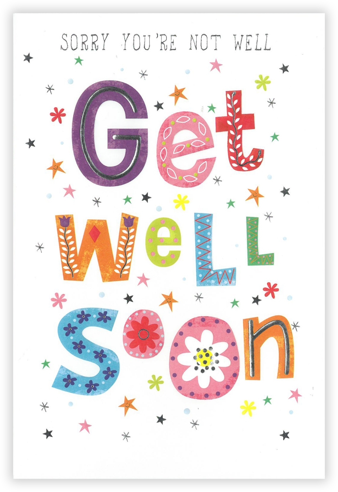 GET WELL CARDS,6`s Floral Text