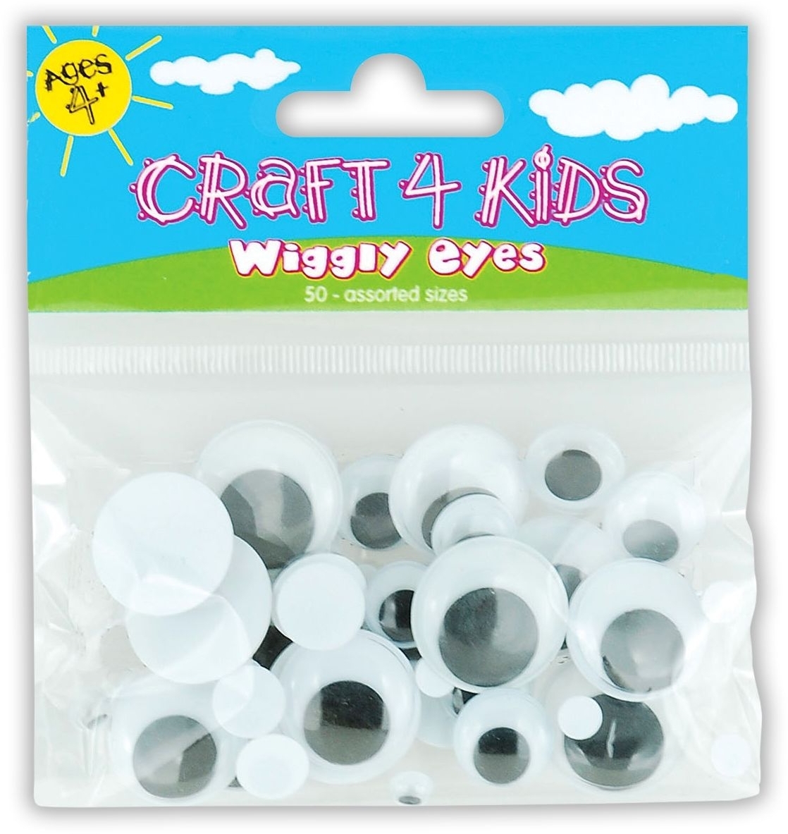 KIDS CRAFT,Wiggly Googly Eyes Asst Sizes H/pk CK04 [Splittable]