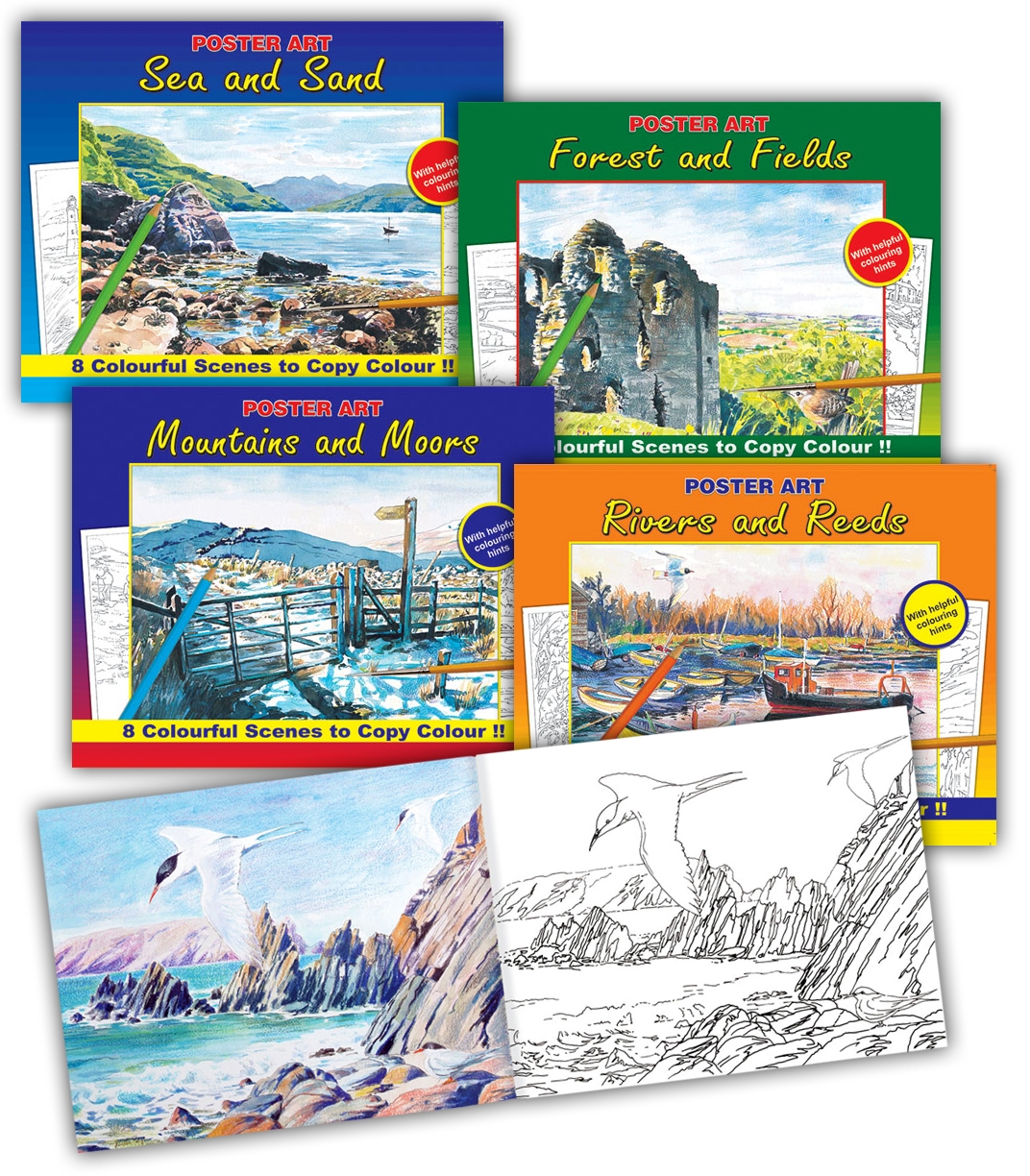 COLOURING BOOK,Landscape Scenes To Colour 4 Asst. [Packs Only]