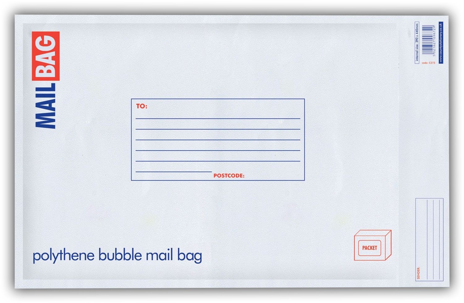 MAIL BAG,Poly Bubble Self Seal 290x440mm (Large) C273 [Packs Only]
