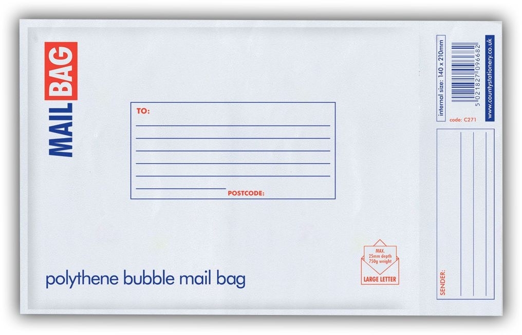 MAIL BAG,Poly Bubble Self Seal 170x260mm (Small) C271 [Packs Only]