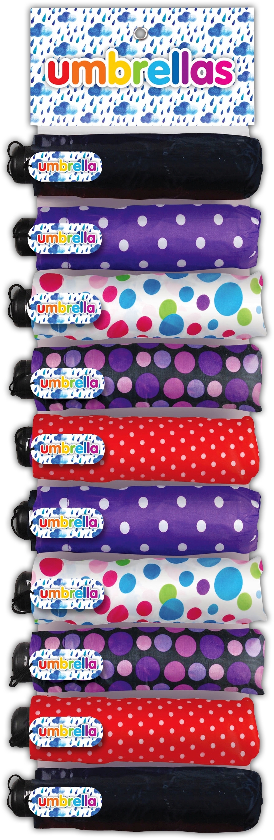 UMBRELLA,Folding Asst. On Clip Strip Style H/pk [Packs Only]