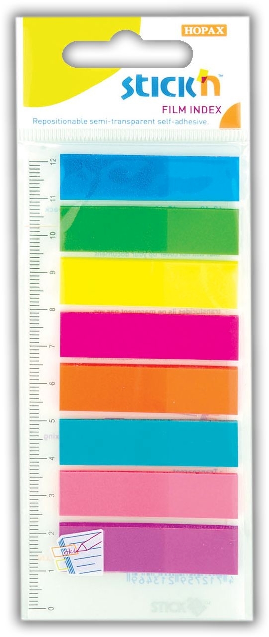 STICK ON INDEX NOTES,200`s 45x12mm H/pk (Hopax) [Splittable]