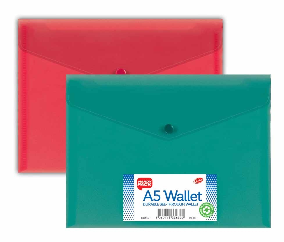 WALLET, Stud A5 Assorted Col. (Club) CB440 [Packs Only]
