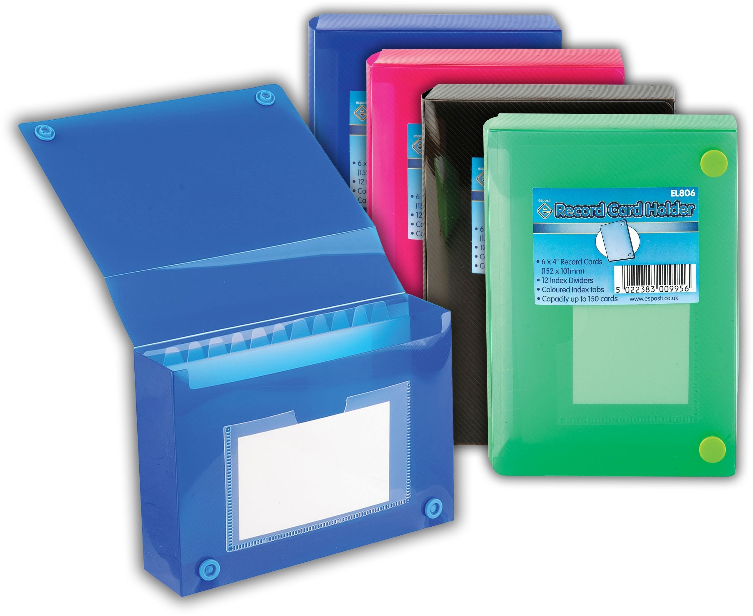 RECORD CARD HOLDER,6x4 4 Asst.Cols 2 press stud [Splittable]