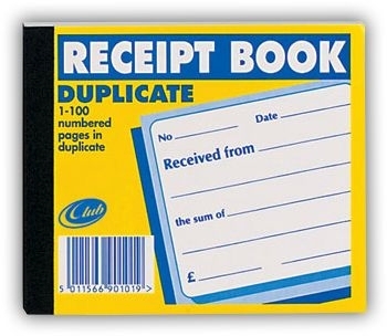 RECEIPT BOOK,Duplicate 4x5 100lv (Club) [Splittable]