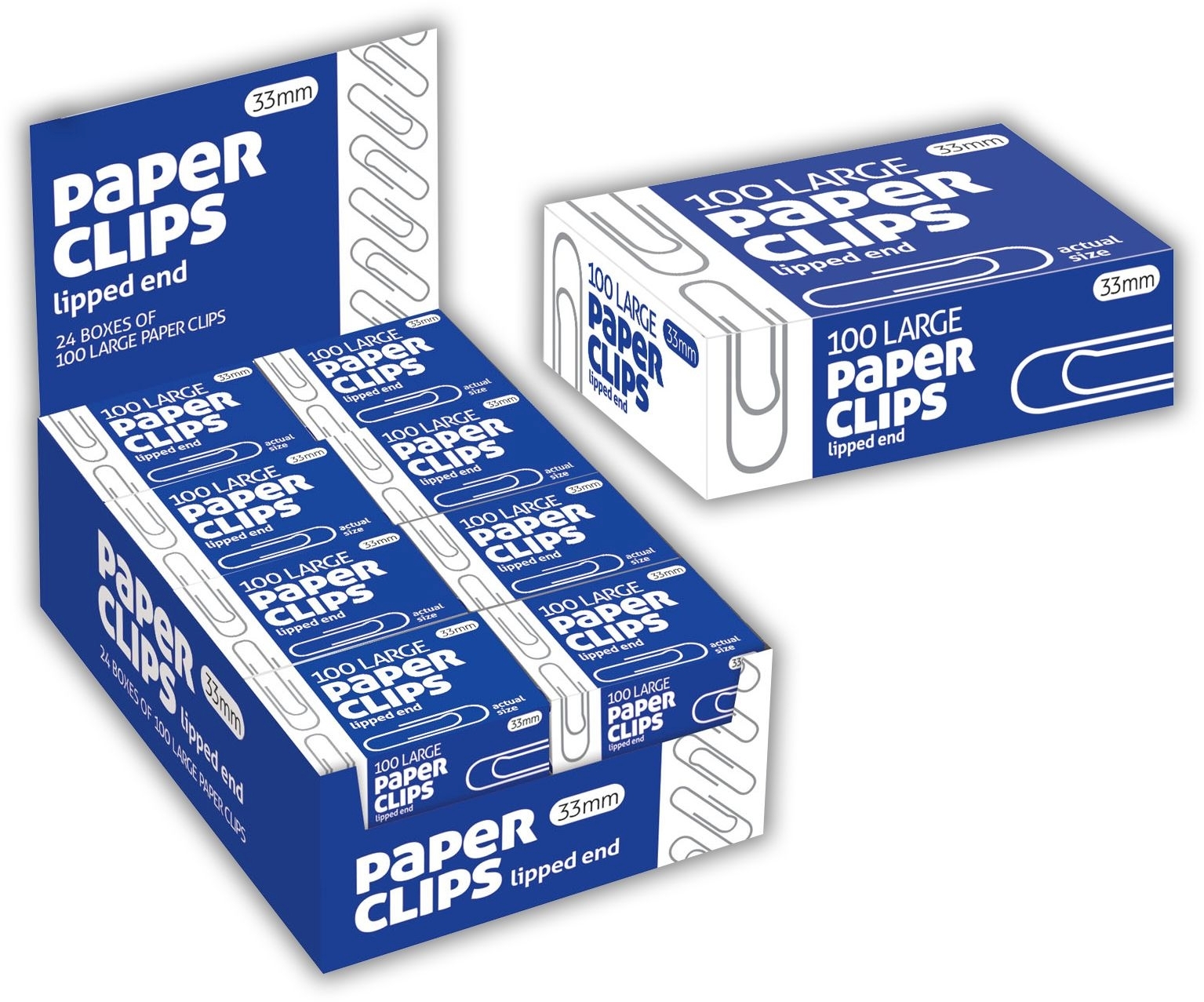 PAPER CLIPS,33mm 100`s [Packs Only]