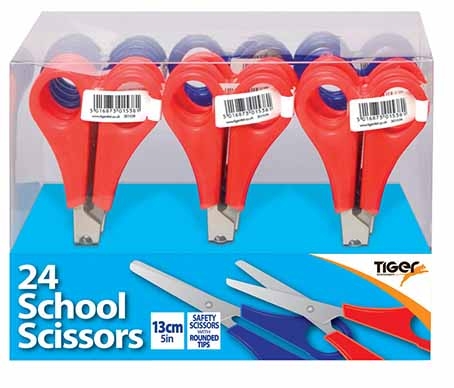 SCISSORS,SCHOOL Stainless Steel Red/Blue 13cm CDU [Packs Only]