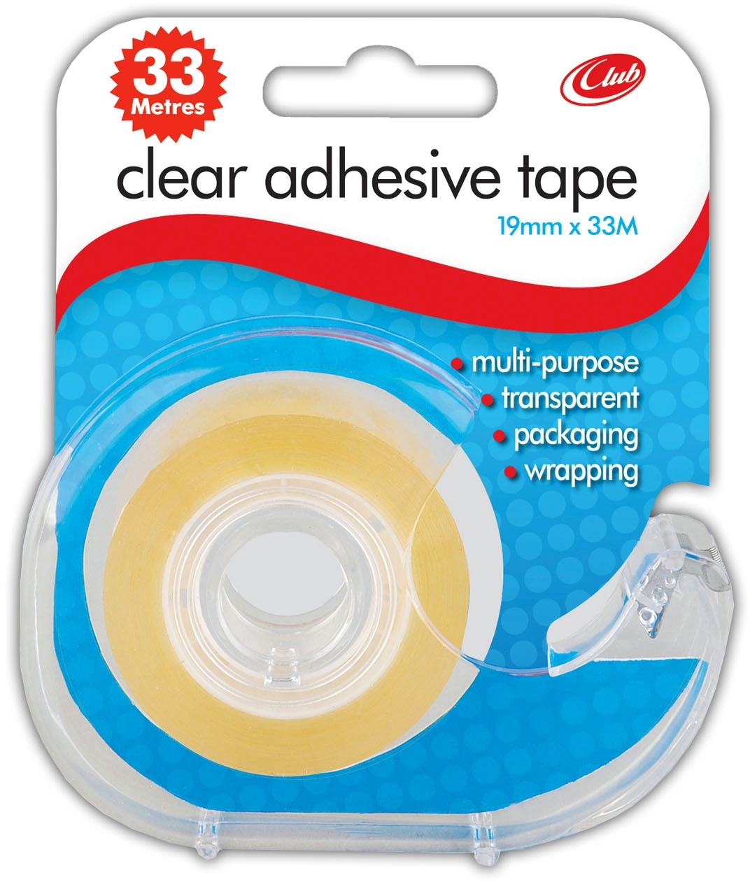 CLEAR TAPE,19x33 on Dispenser I/cd (Club) [Packs Only]