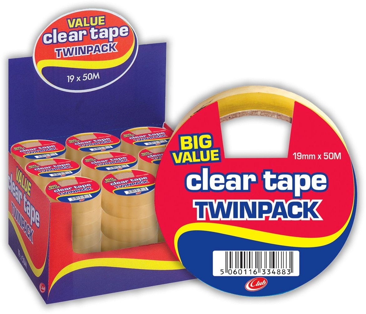 CLEAR TAPE,19x50 Twin Pack CDU [Packs Only]