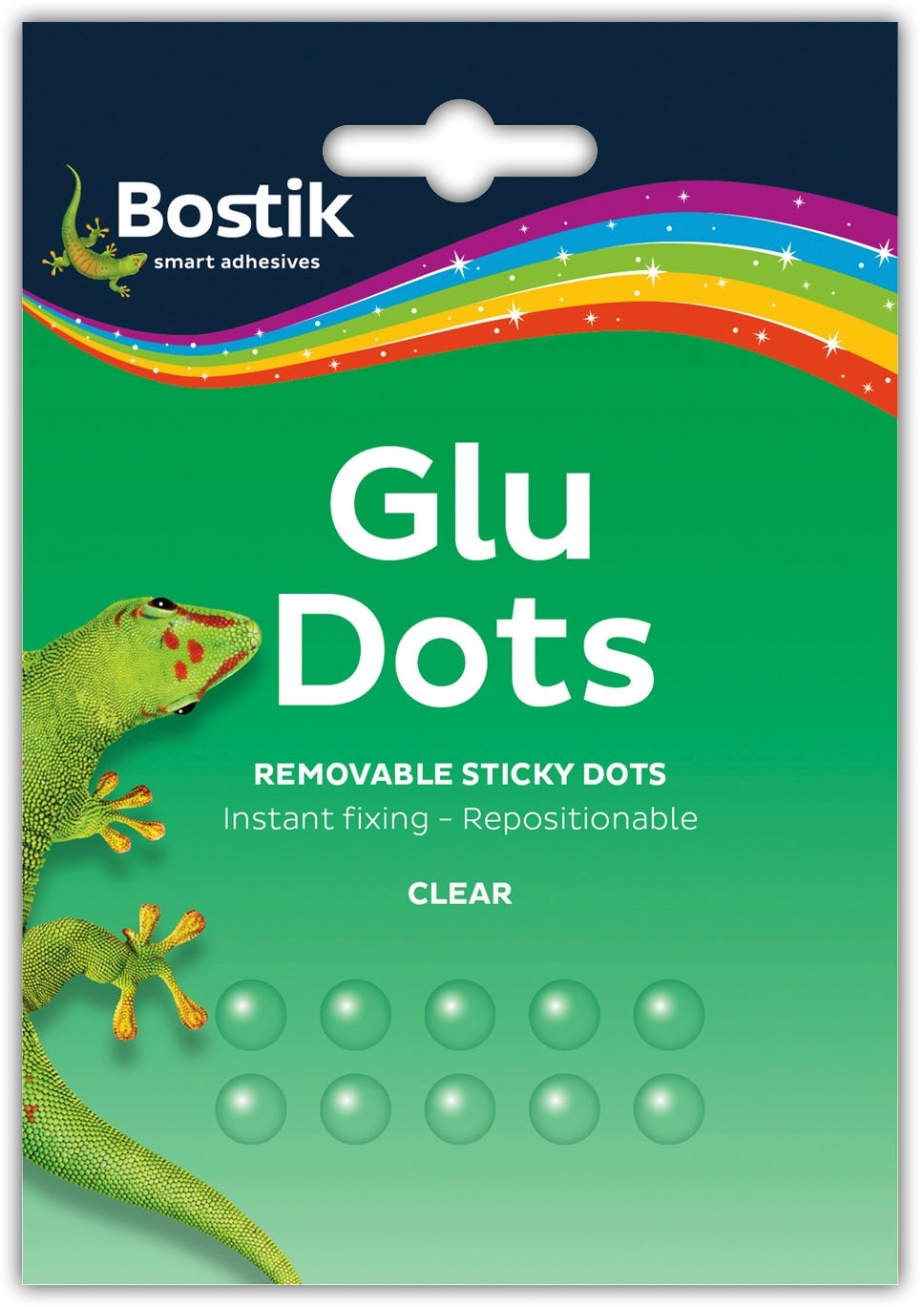 BOSTIK,Glu Dots Clear Removable 10mm 64`s [Splittable]