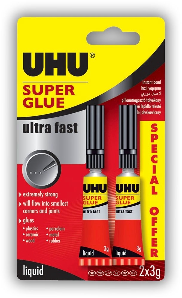 UHU SUPER GLUE,3g Twin Pack I/cd [Splittable]