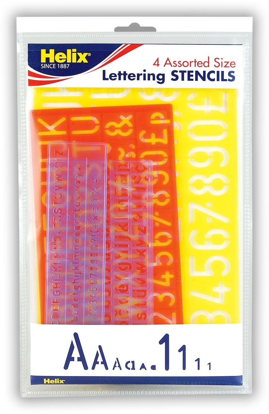 STENCILS,Lettering, Helix 5,10,20, & 30mm Asst H/pk [Splittable]