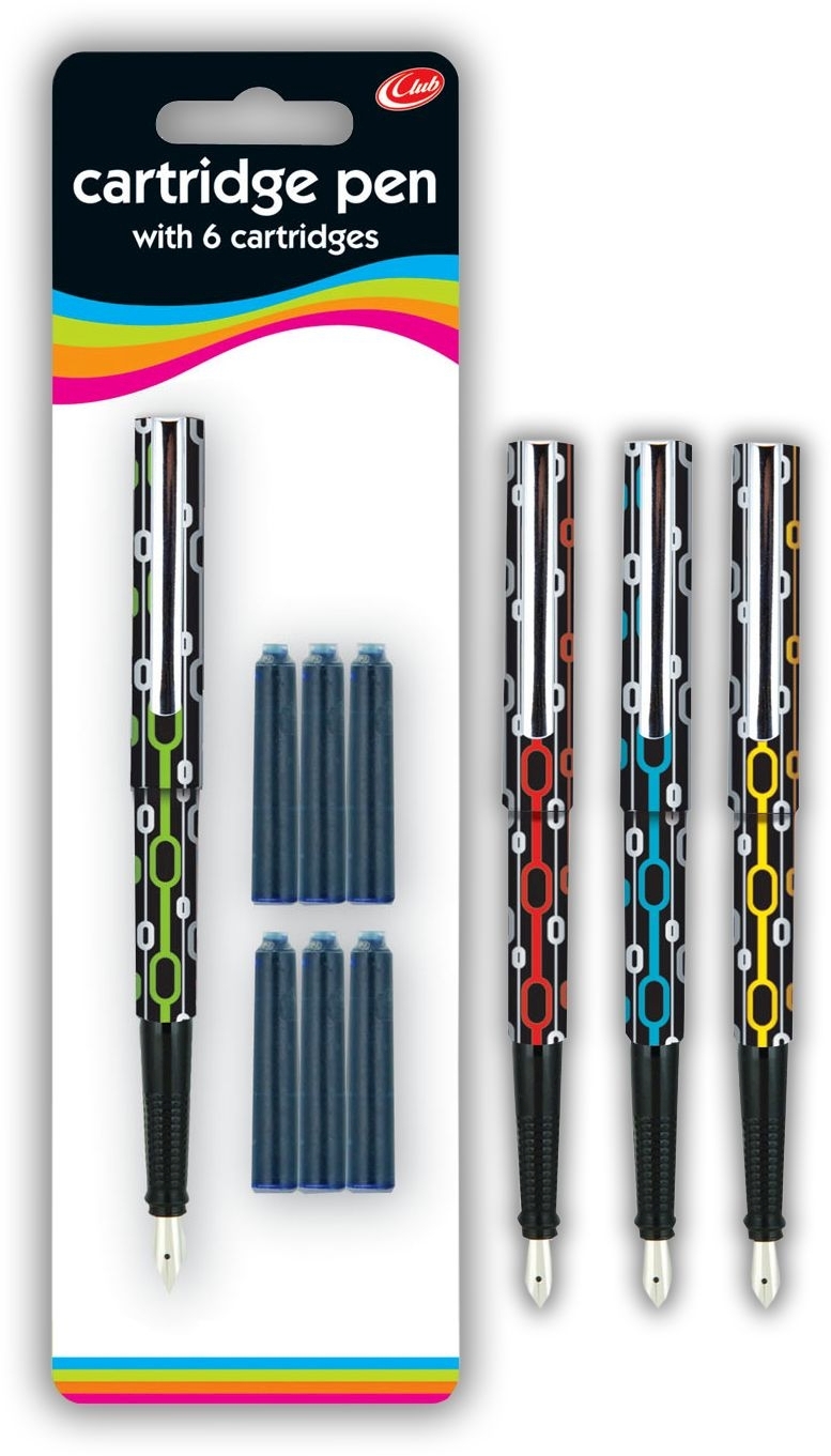 FOUNTAIN PEN,With 6 Cartridges I/cd (Club) [Packs Only]
