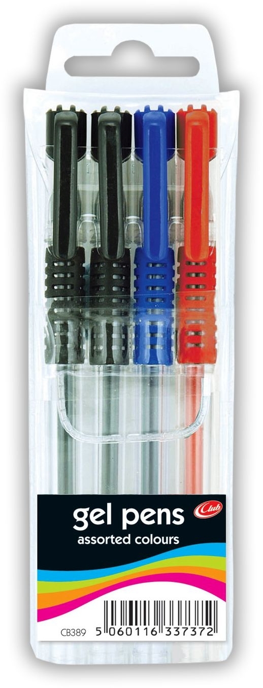 ROLLERBALL GEL PENS,Asst.4`s Wallet (Club) [Splittable]