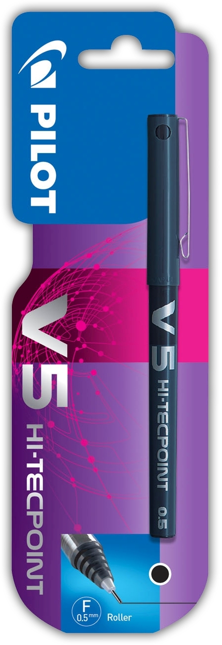 ROLLERBALL PEN,V5 Hi-Tec Black I/cd (Pilot) [Splittable]