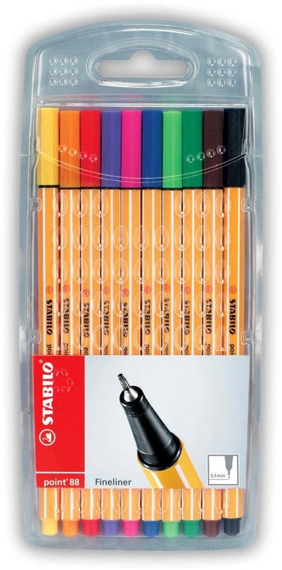 FINELINER,Point 88 Asst.10`s H/pk (Stabilo) [Splittable]