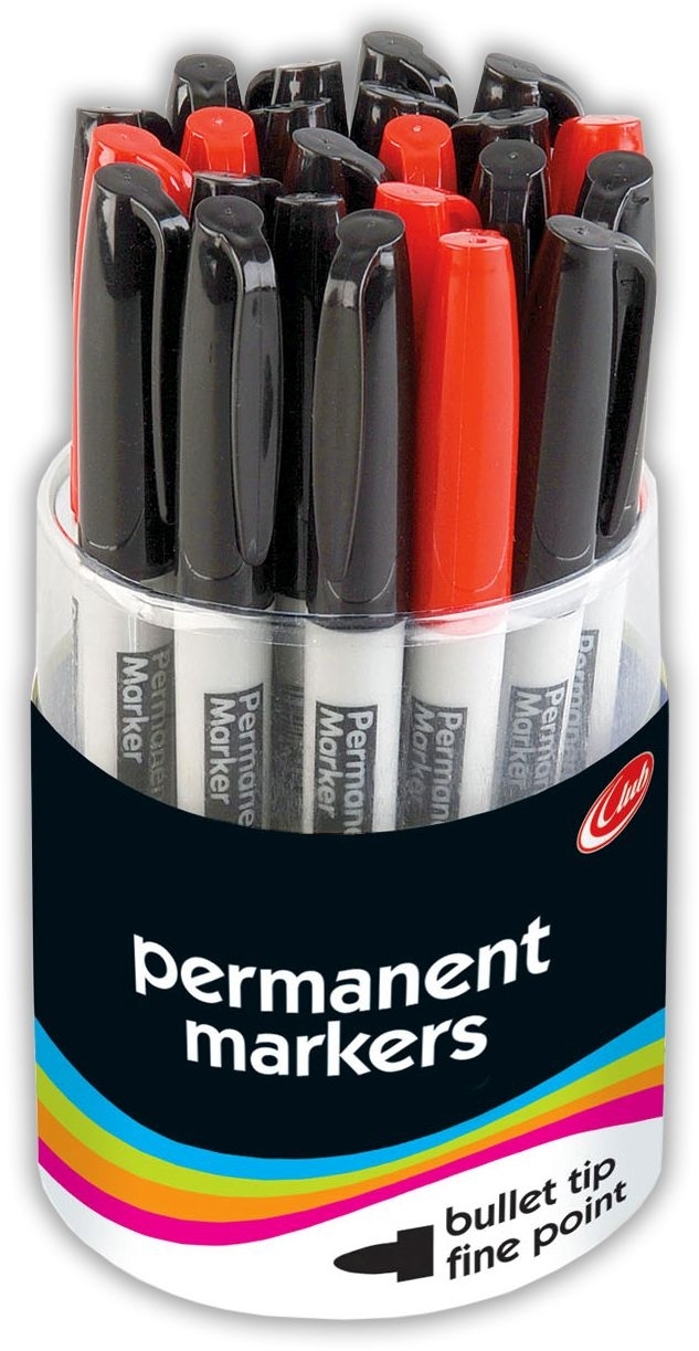 PERMANENT MARKER,Bullet Black & Red In Tub [Packs Only]