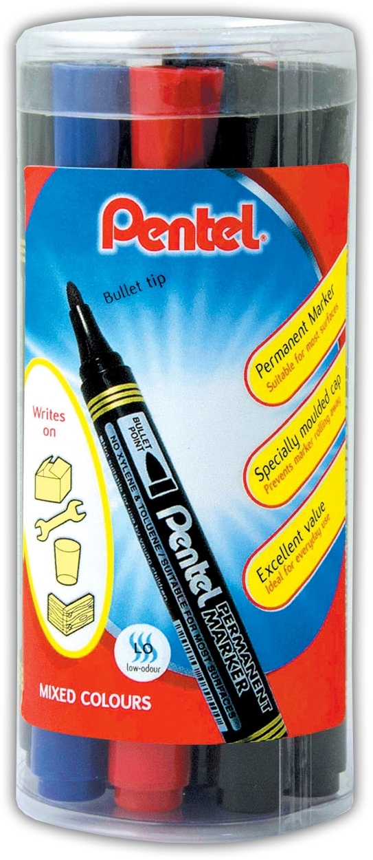 PERMANENT MARKER,Bullet Asst. Cols In Tub,N850 (Pentel) [Packs Only]