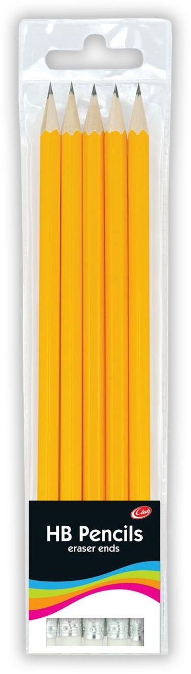 PENCIL,HB Rubber Tipped 5`s In Wallet CB374 [Packs Only]