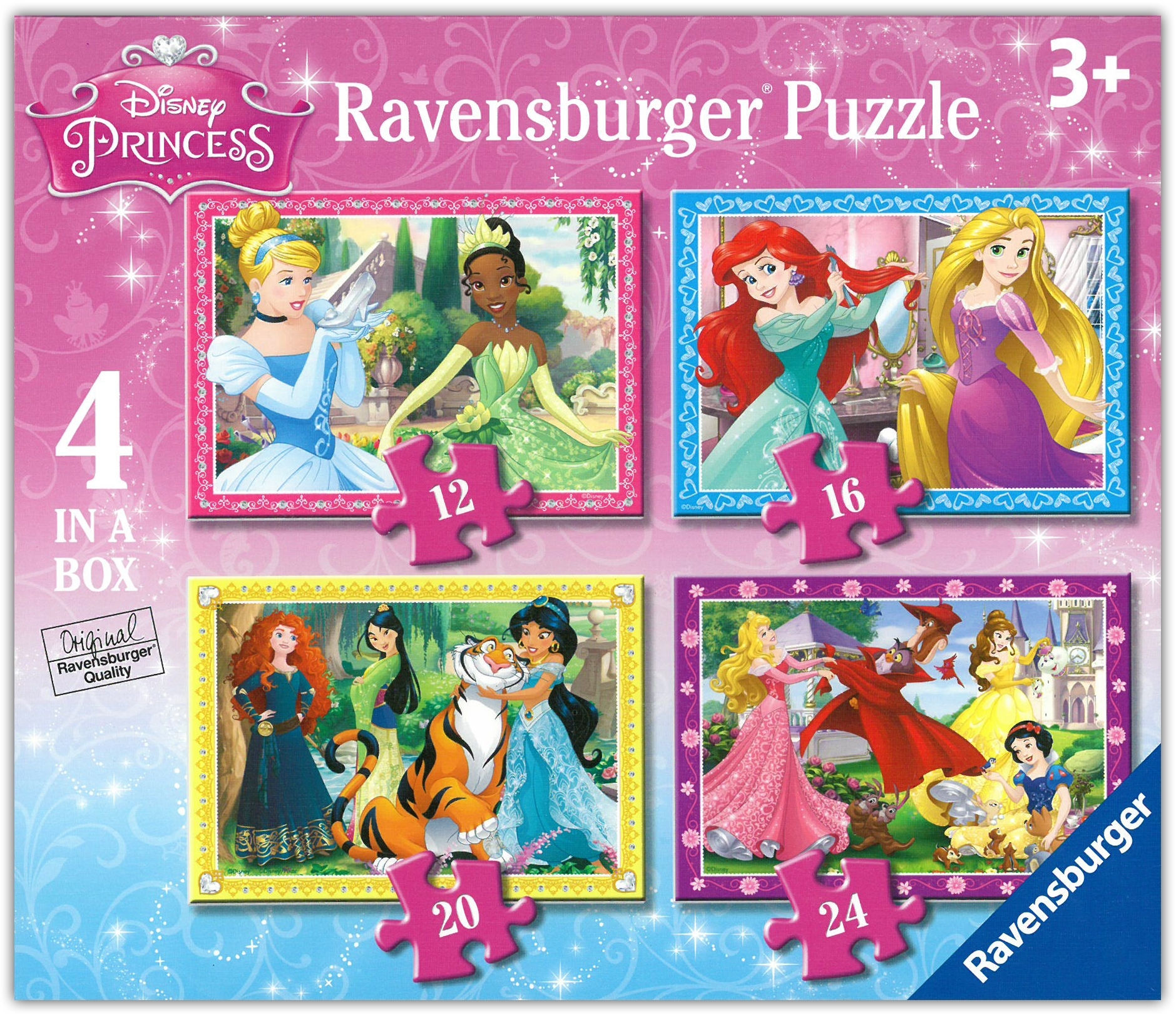 JIGSAW,4 in a Box,Disney Princess (12,16,20,24)