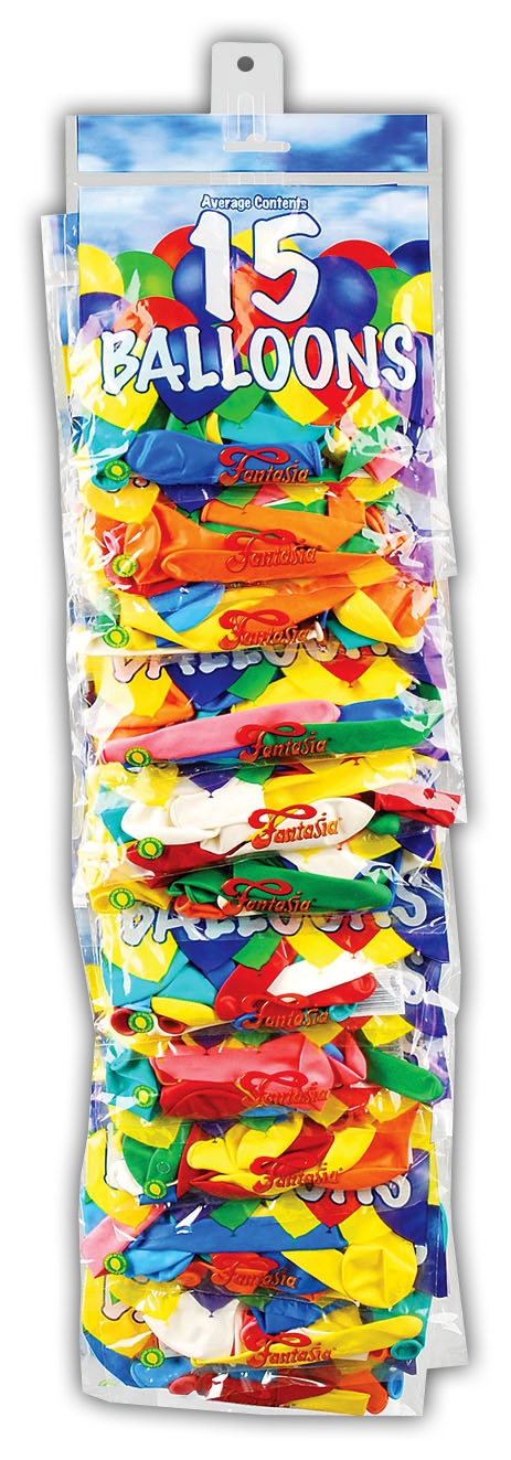 BALLOONS, Assorted Shapes 15`s Clip Strip [Packs Only]