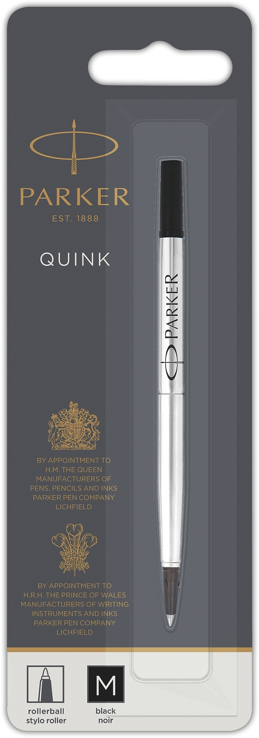 ROLLERBALL REFILLS,Black Med I/cd (Parker) [Splittable]