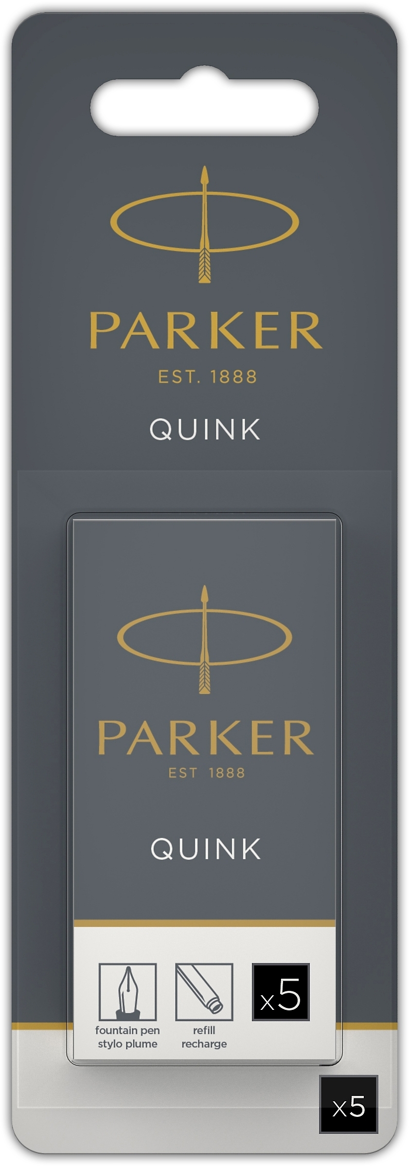 CARTRIDGE REFILLS,Permanent Black 5`s I/cd Quink Parker [Splittable]