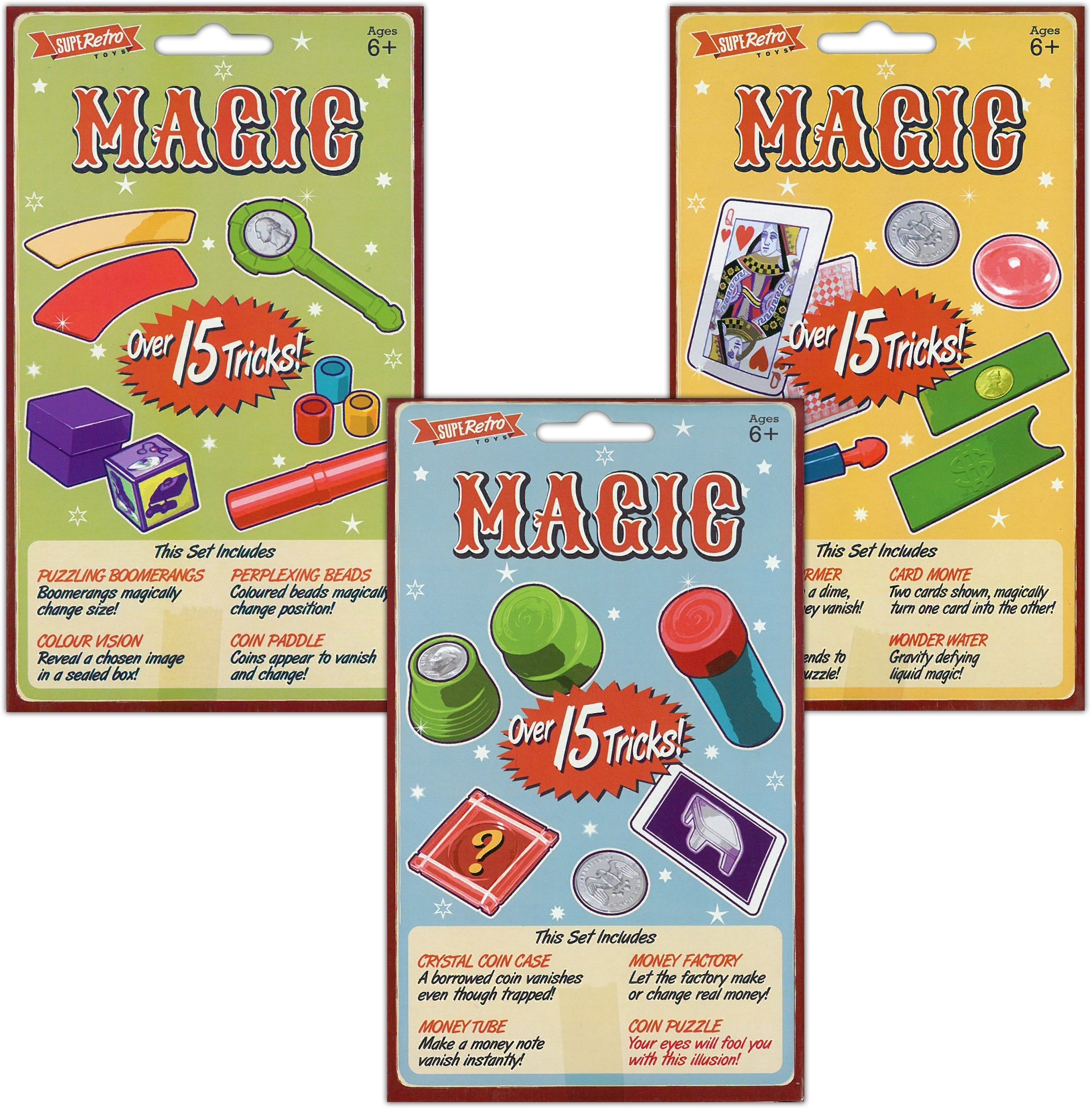 MAGIC TRICKS, SUPERETRO 15`s I/Bxd 3 Asst,in CDU [Packs Only]