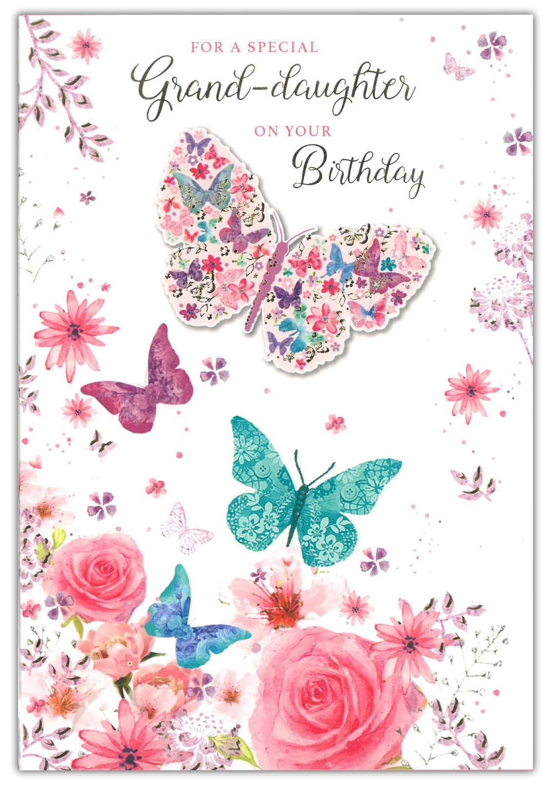 BIRTHDAY CARDS,Granddaughter Floral Butterflies