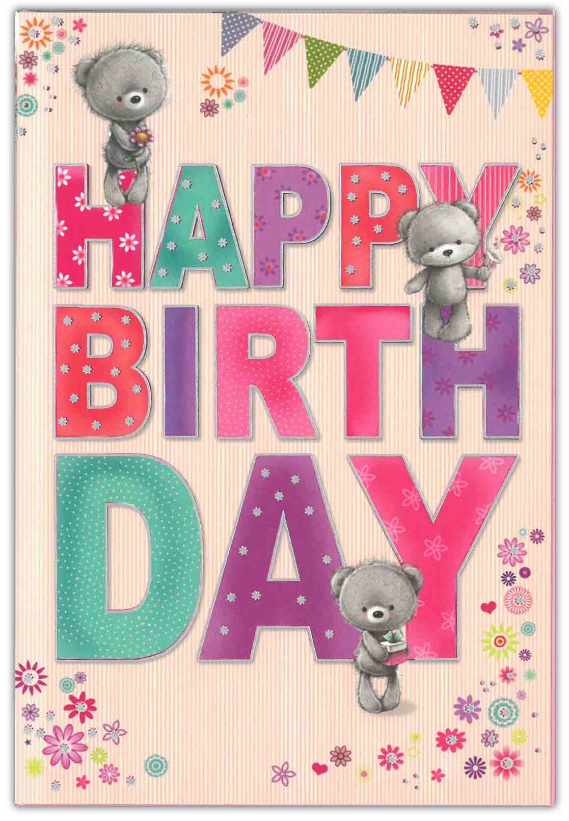 BIRTHDAY CARDS,6`s Teddy Bears, Floral.