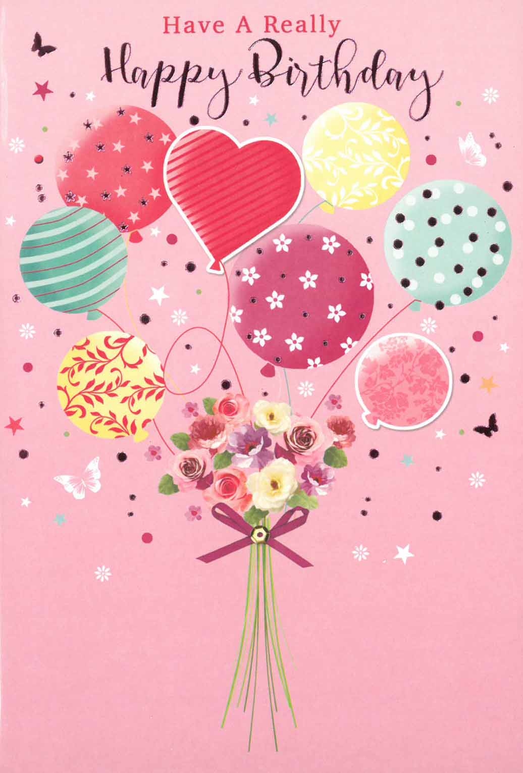BIRTHDAY CARDS,6`s Floral & Balloons