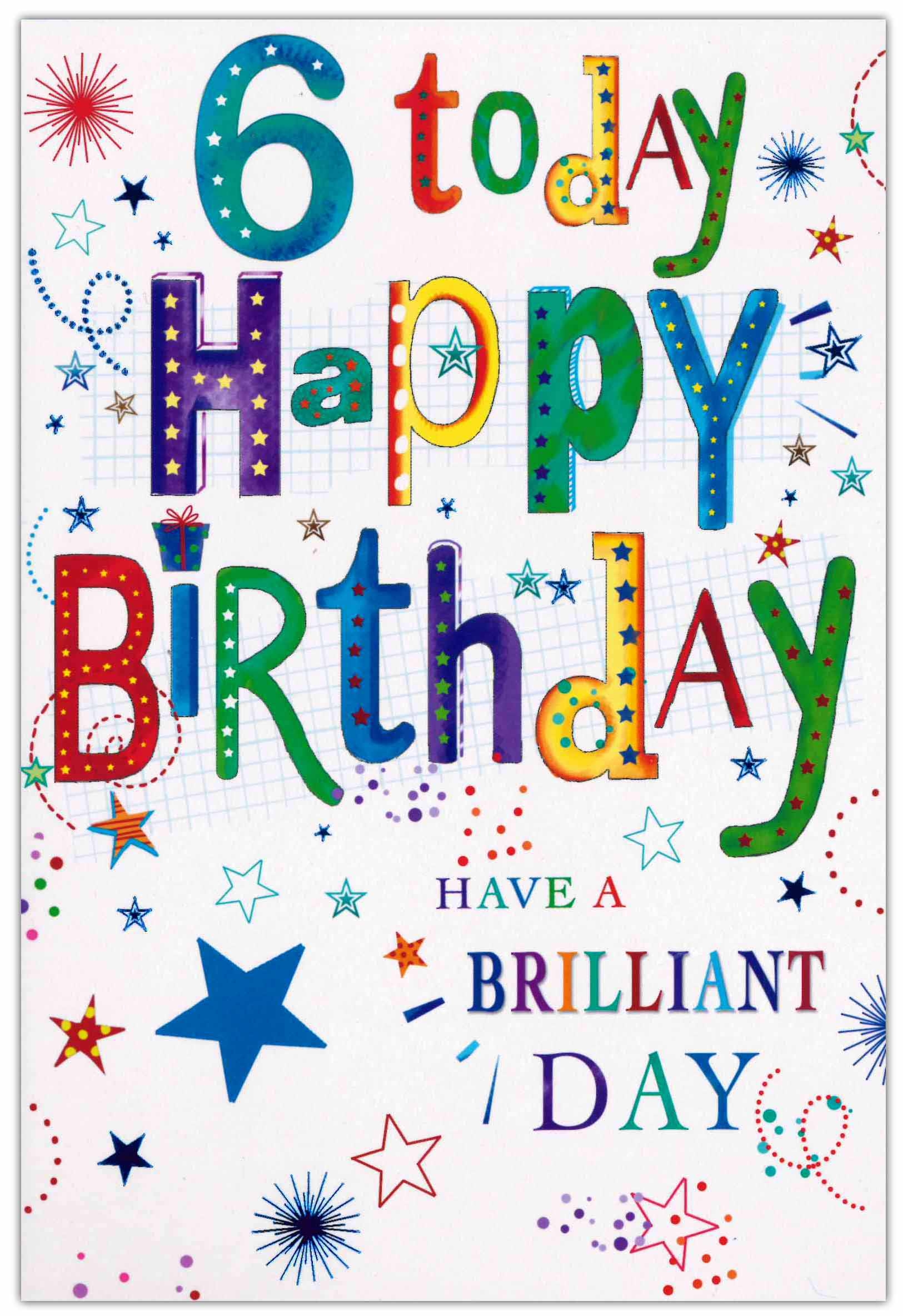 AGE 6 CARDS,Male 6`s Text & Stars