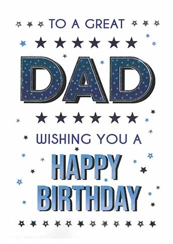 BIRTHDAY CARDS,Dad 6`s Stars & Text