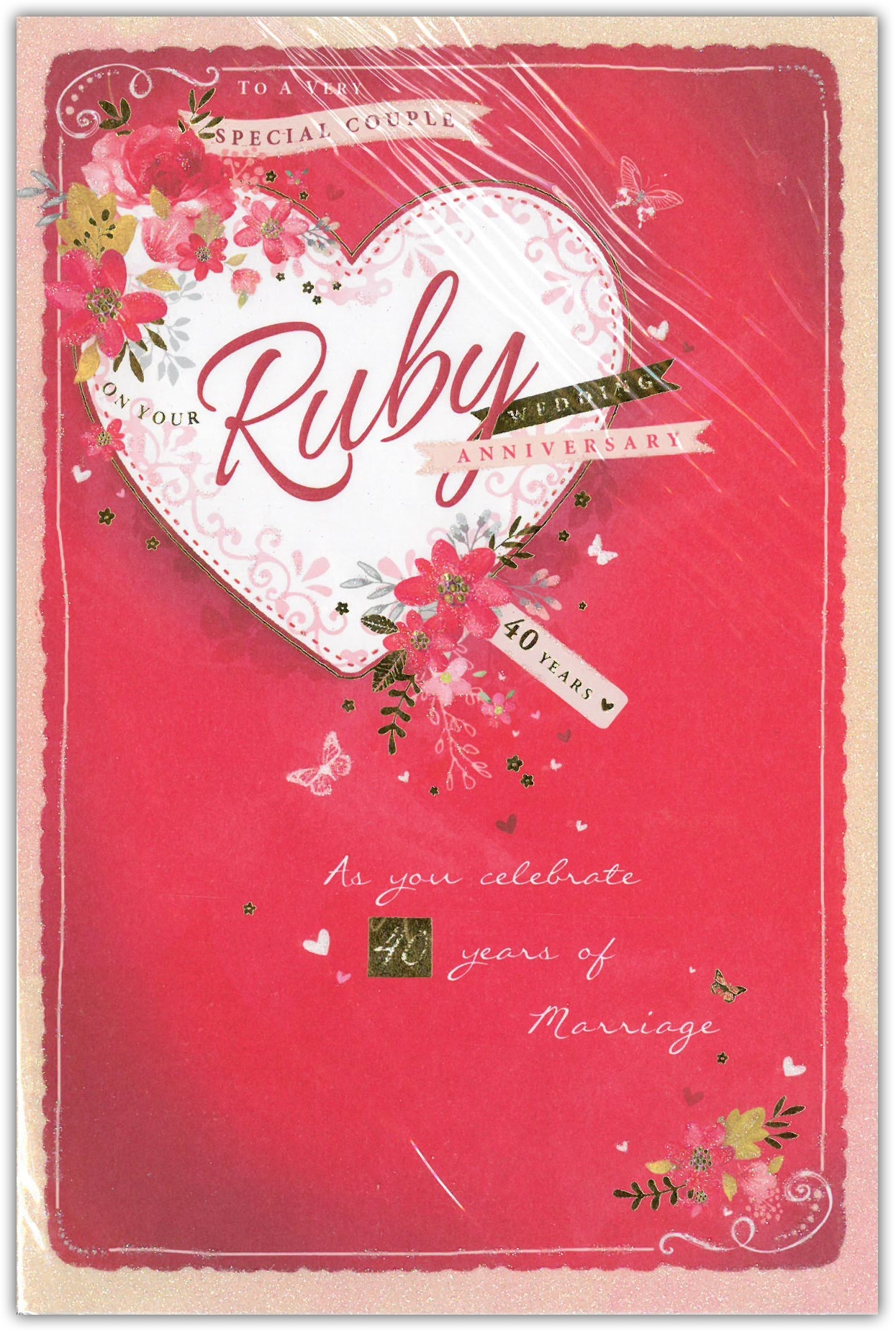ANNIVERSARY CARDS,Your Ruby 6`s Floral Hearts (Was 1.20)