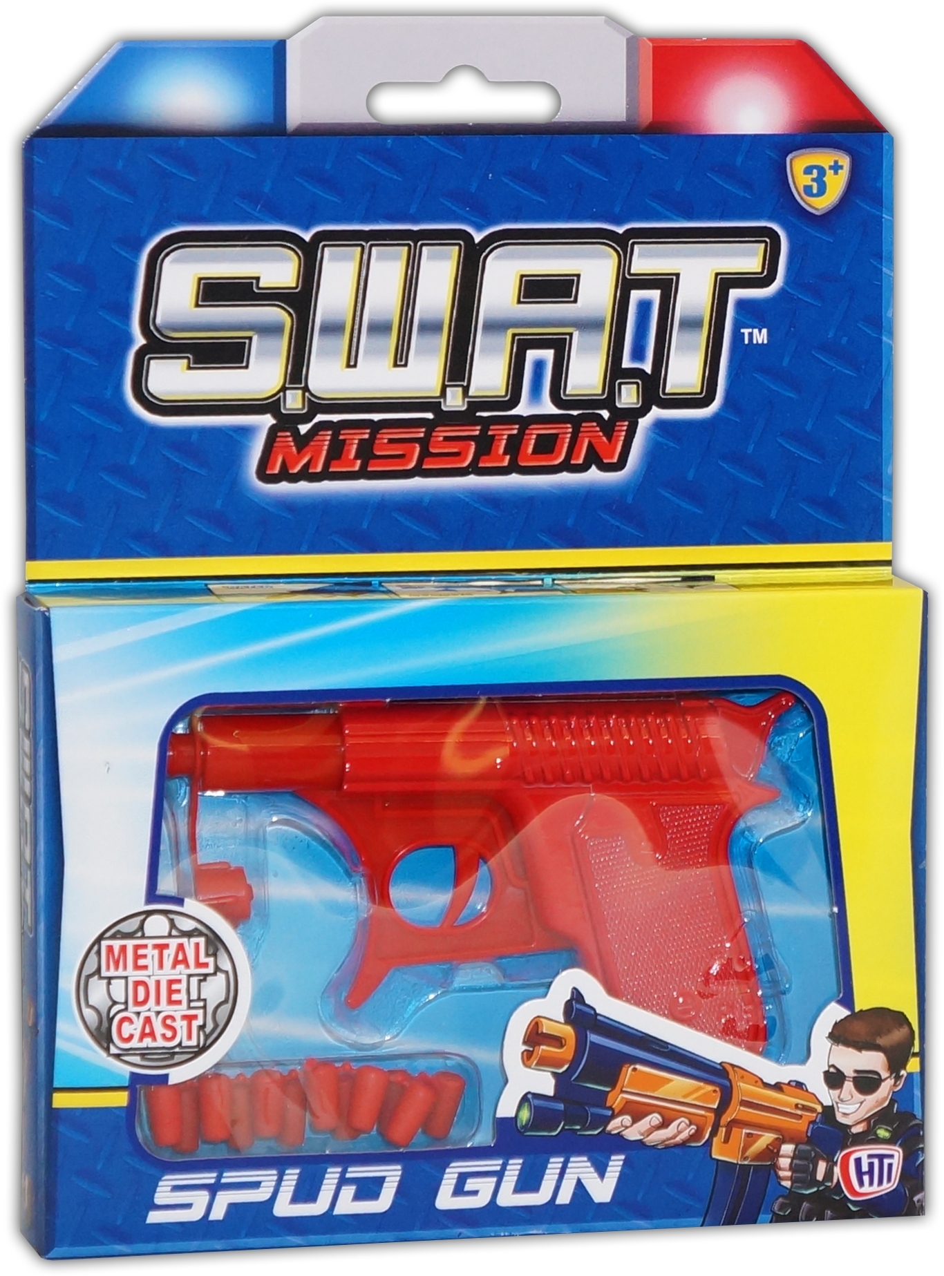 SPUD GUN,Die Cast 4 in 1 H/pk 2 Asst.Cols CDU [Splittable]
