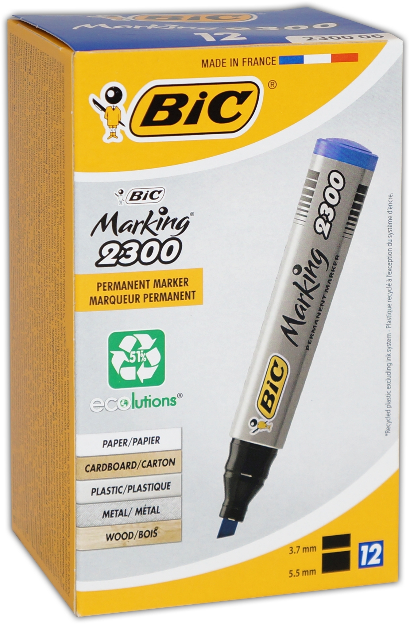 PERMANENT MARKER,Blue Chisel Tip,Loose Bxd. 2300 (Bic) [Packs Only]