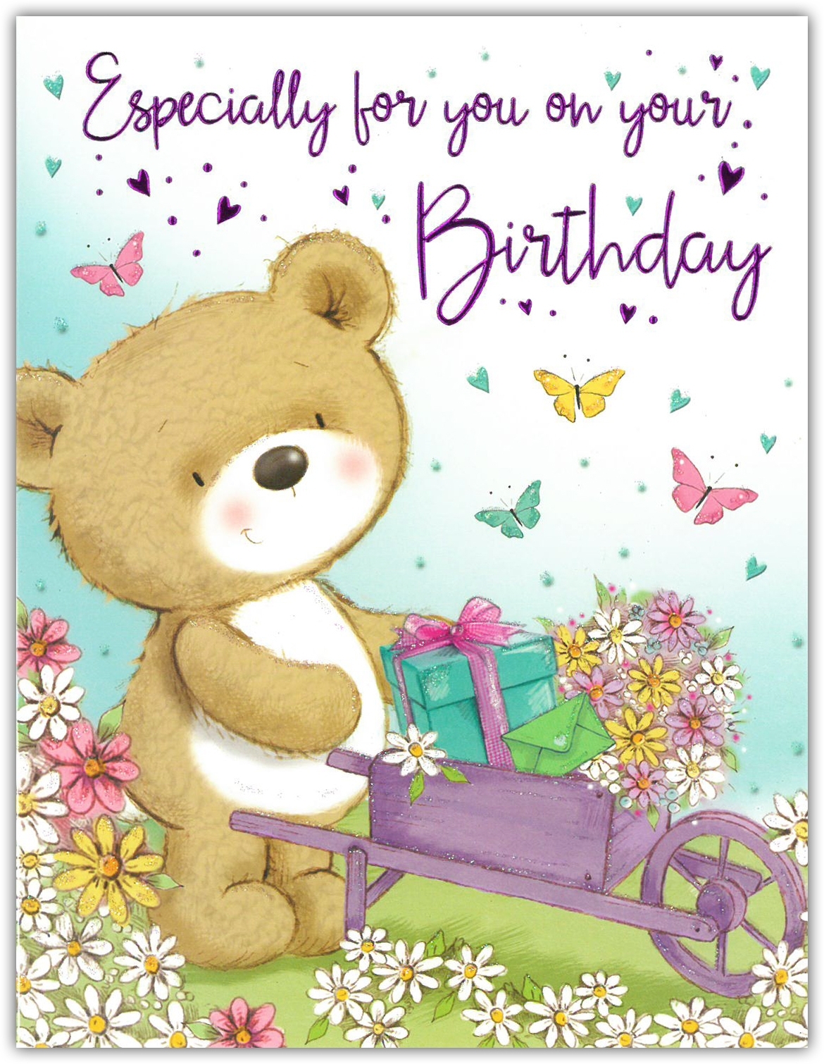 BIRTHDAY CARDS,6`s Floral Teddy Bear (Was 1.49)