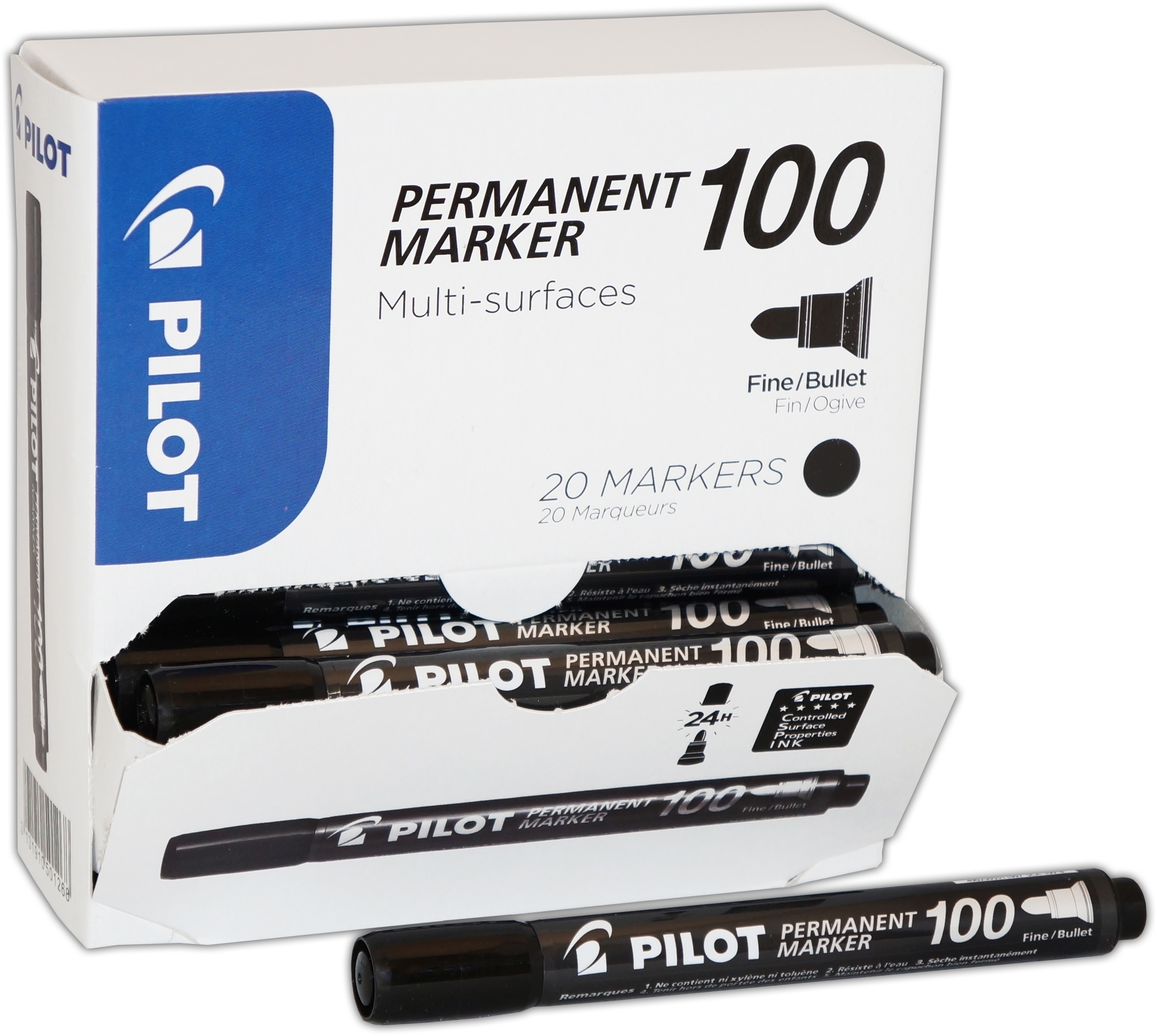 PERMANENT MARKER,100 Bullet Tip Fine Black Dispenser [Packs Only]
