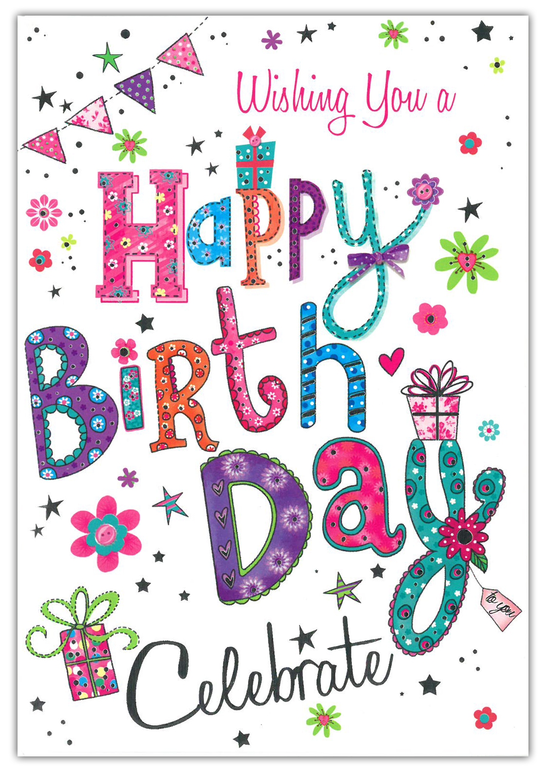 BIRTHDAY CARDS,6`s Floral Text