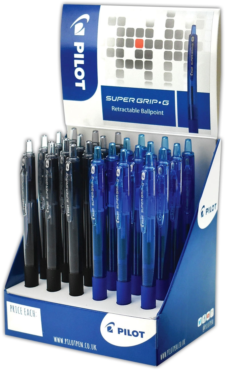ROLLERBALL PEN,Super Grip-G Blue/Black Retractable CDU [Packs Only]