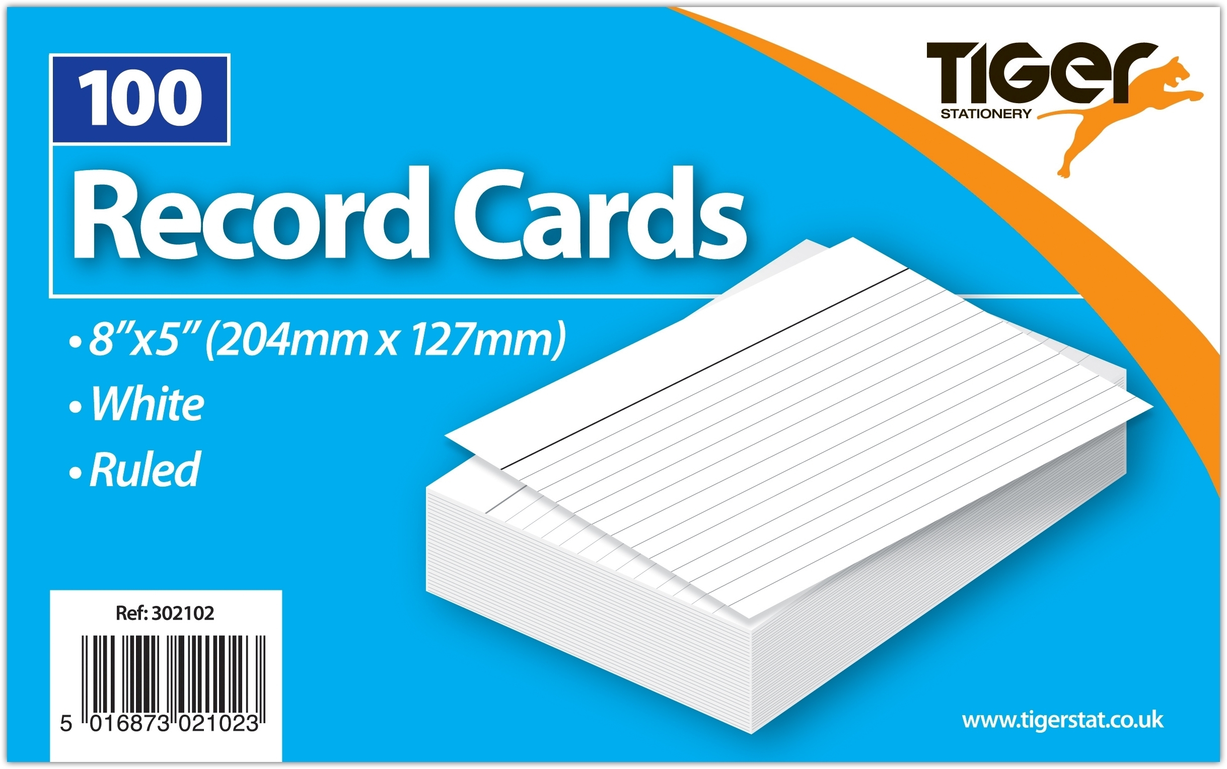 RECORD CARDS,Ruled White 8x5in/200x125mm 100`s [Splittable]