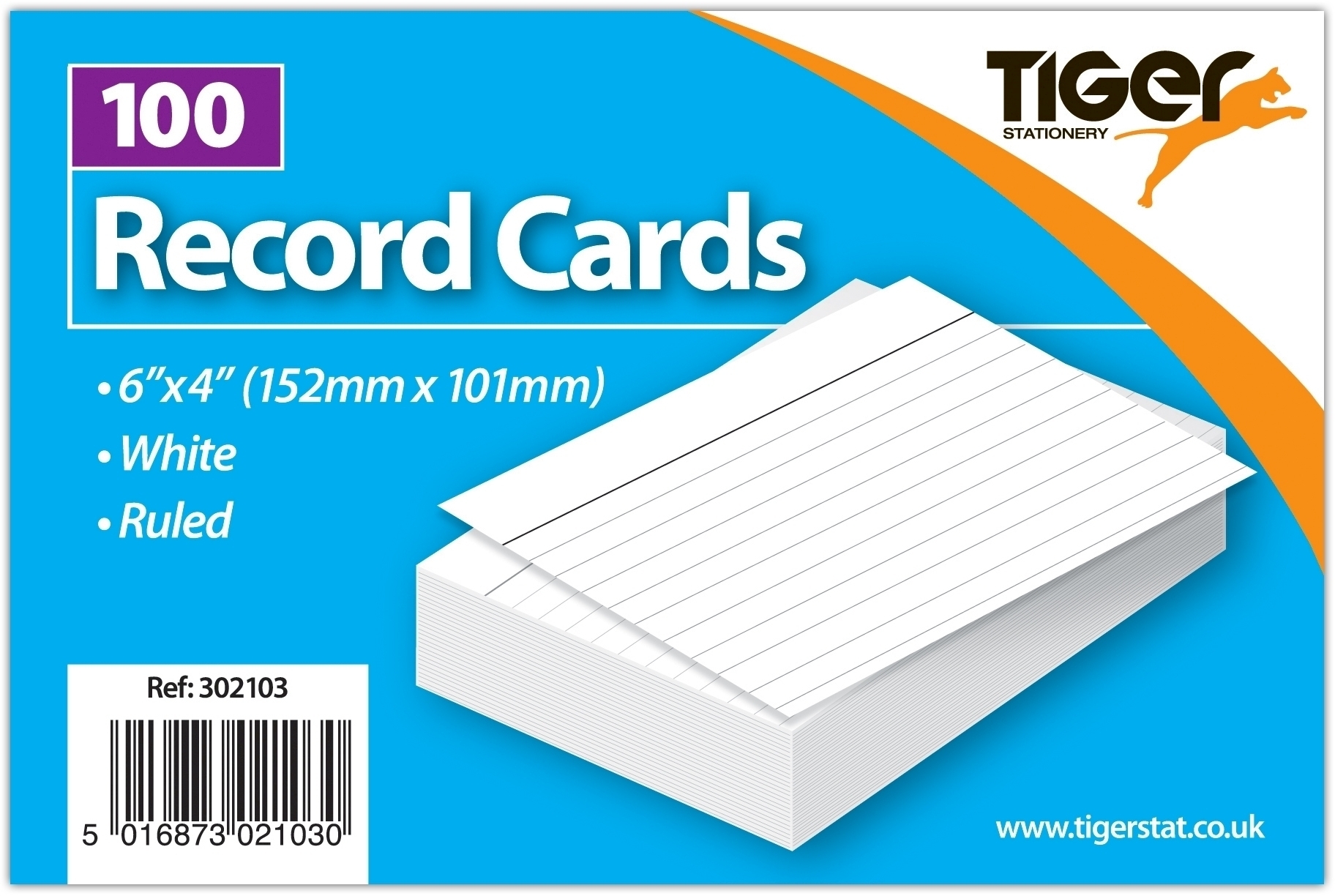 RECORD CARDS,Ruled White 6x4in/150x100mm 100`s [Splittable]