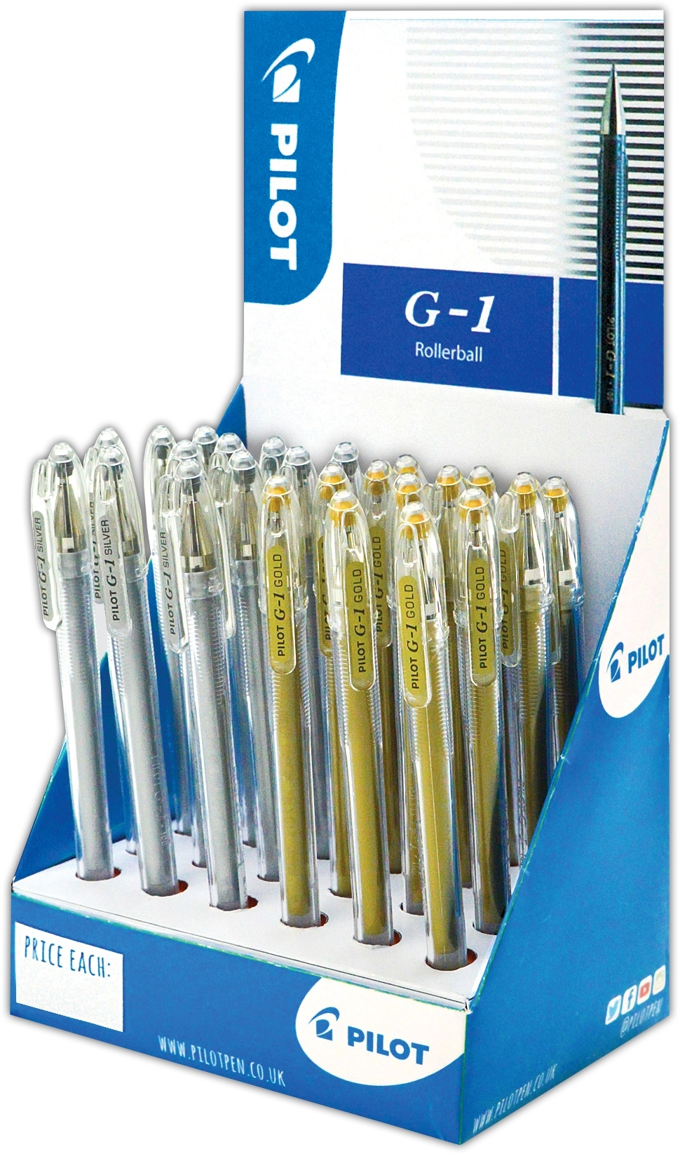 ROLLERBALL PEN,G1 Gold & Silver CDU (Pilot) [Packs Only]