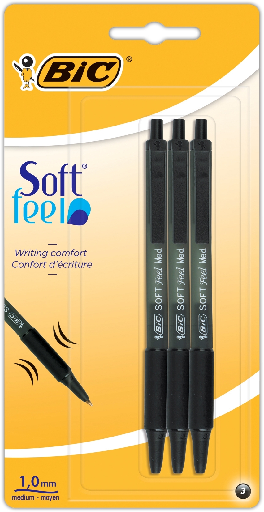 BALL PEN,Soft Feel Clic Grip Black 3`s I/cd (Bic) [Splittable]