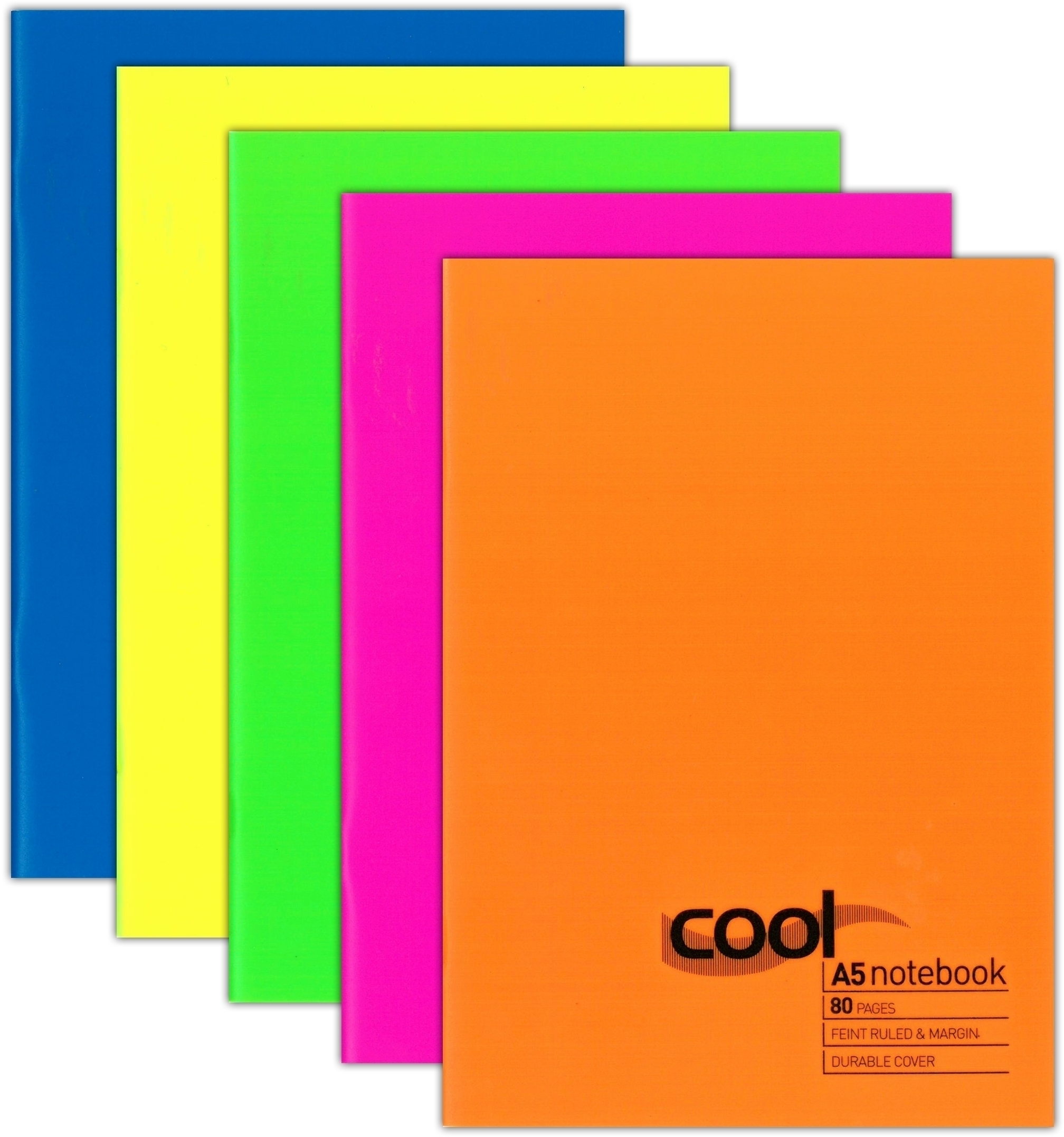 NOTEBOOK,Cool Polyprop A5 80pg Asst.Neon Cols [Packs Only]
