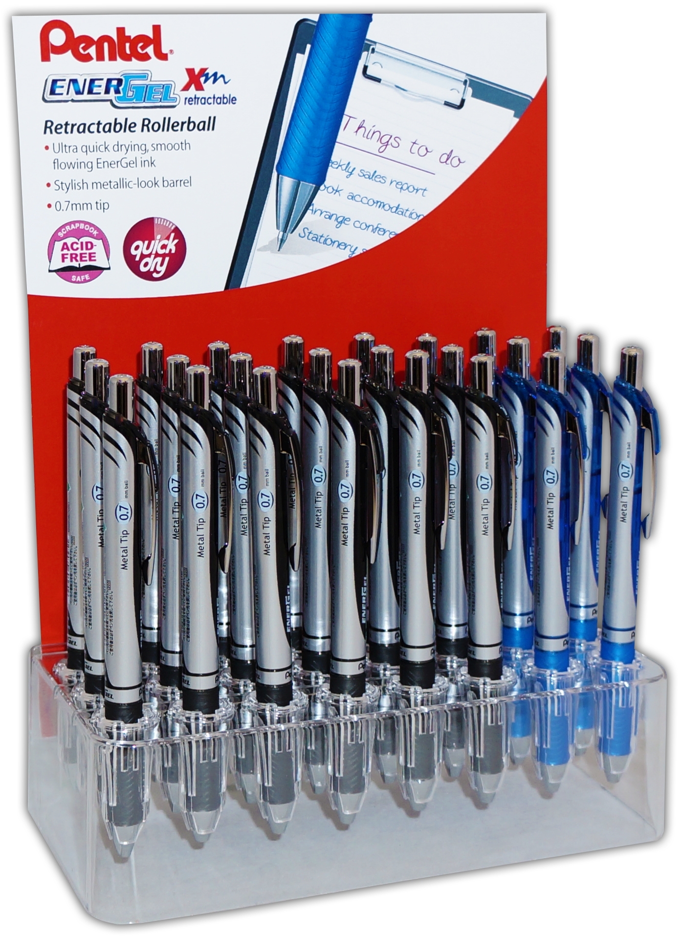 ROLLERBALL PEN,Energel XM Blue & Black CDU (Pentel) [Packs Only]